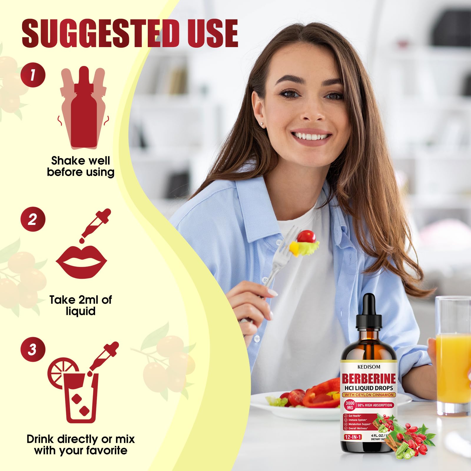 KEDISOM Berberine Drops with ingredients list