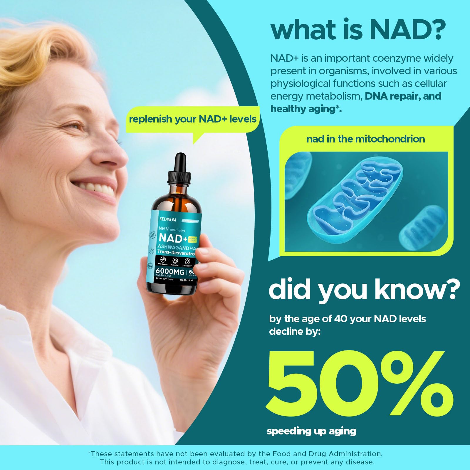 KEDISOM Liposomal NAD+ Supplement 113g pineapple flavour liquid