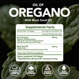 KEHLUSTY Oregano Oil & Black Seed Oil Softgels back view with ingredients