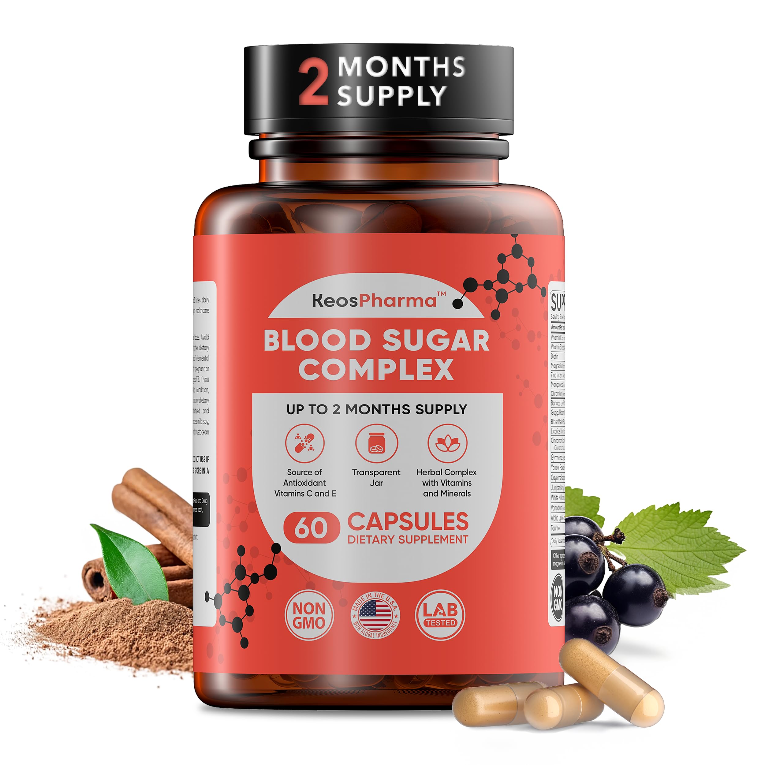 KeosPharma Cinnamon Supplement 120 capsules front view