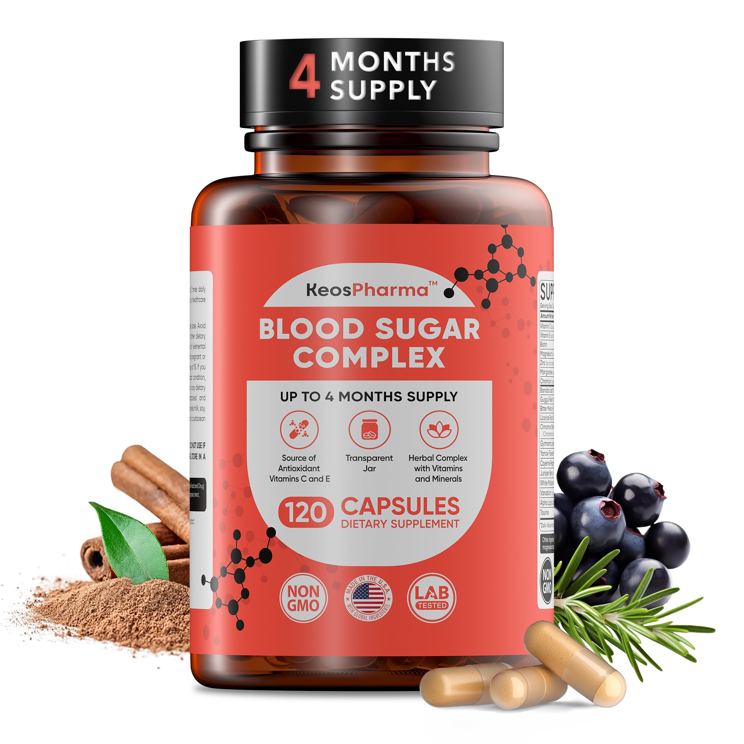 KeosPharma Cinnamon Supplement 150g capsule bottle front view