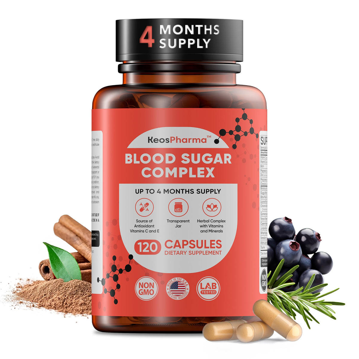 KeosPharma Cinnamon Supplement 150g capsule bottle front view