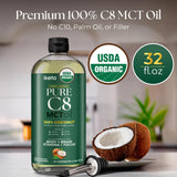 Keppi C8 MCT Oil 1048g back view with nutritional information