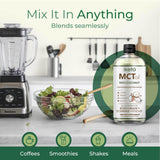 Keppi MCT Oil 907g being poured into a smoothie