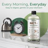 Keppi MCT Oil 907g with coffee and salad dressing