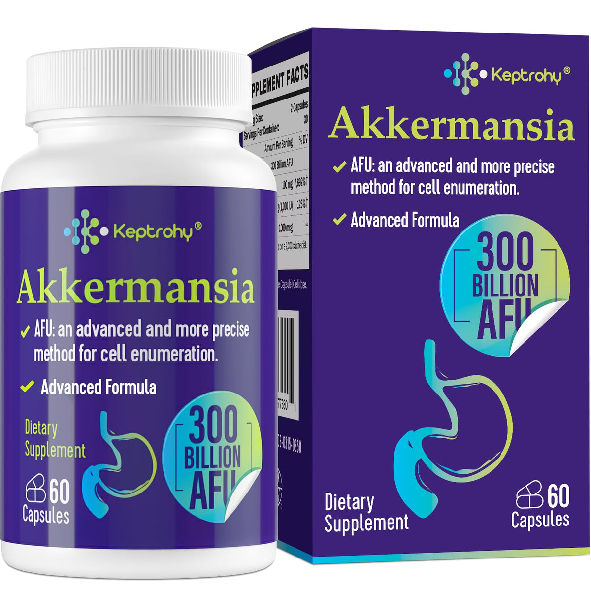 Keptrohy Akkermansia Probiotic 300 Billion AFU front view of packaging