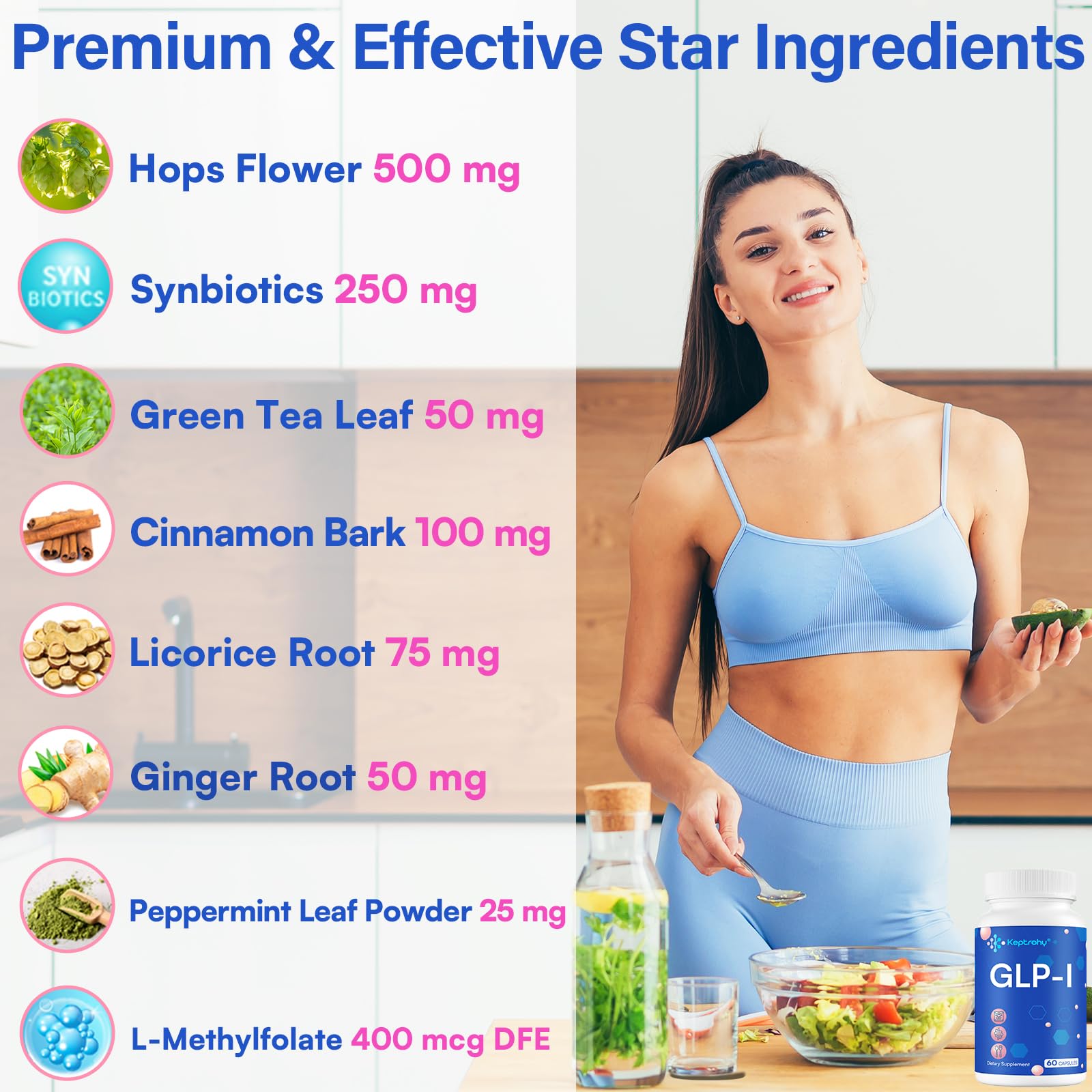Keptrohy Probiotic Supplement capsules in a glass