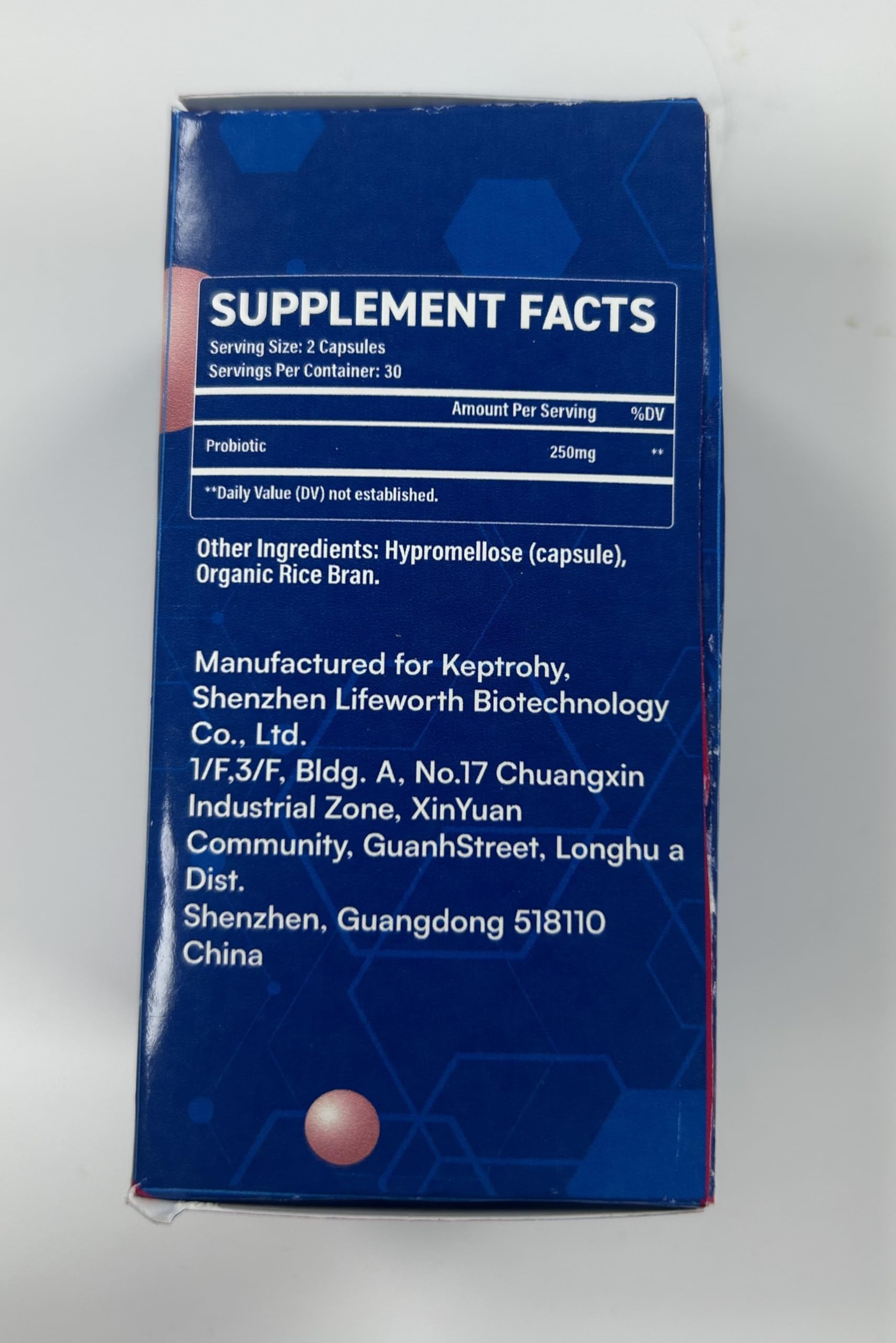Keptrohy Probiotic Supplement capsules on a table