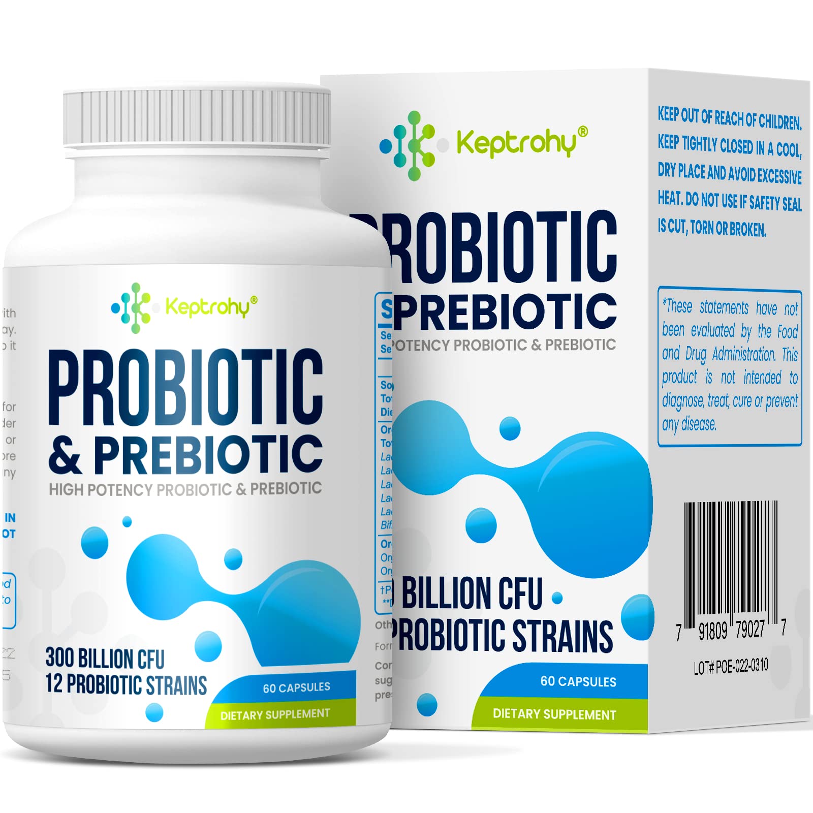 Keptrohy Probiotic Supplement front view with packaging