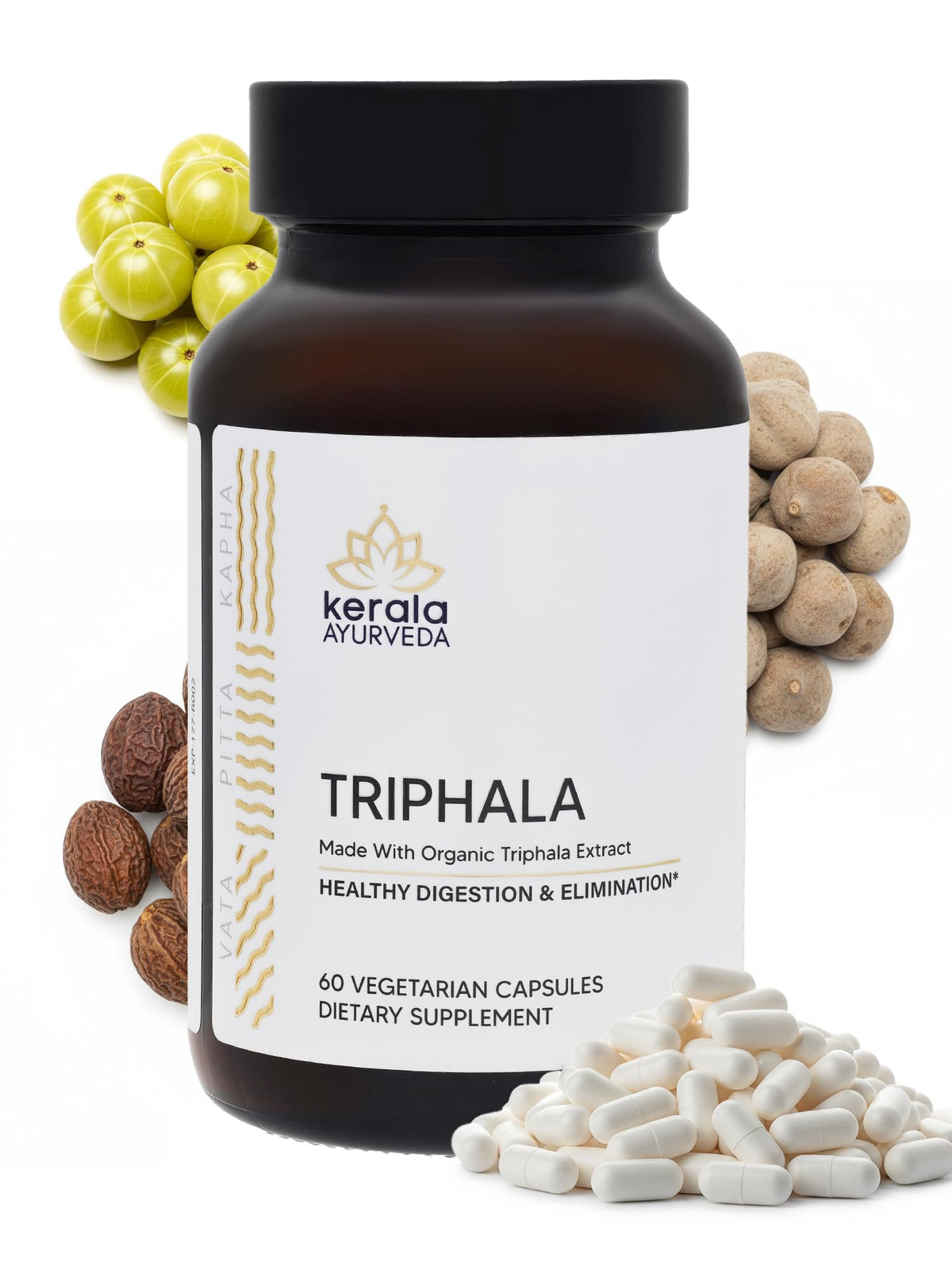 Kerala Ayurveda Triphala Capsules front view with packaging