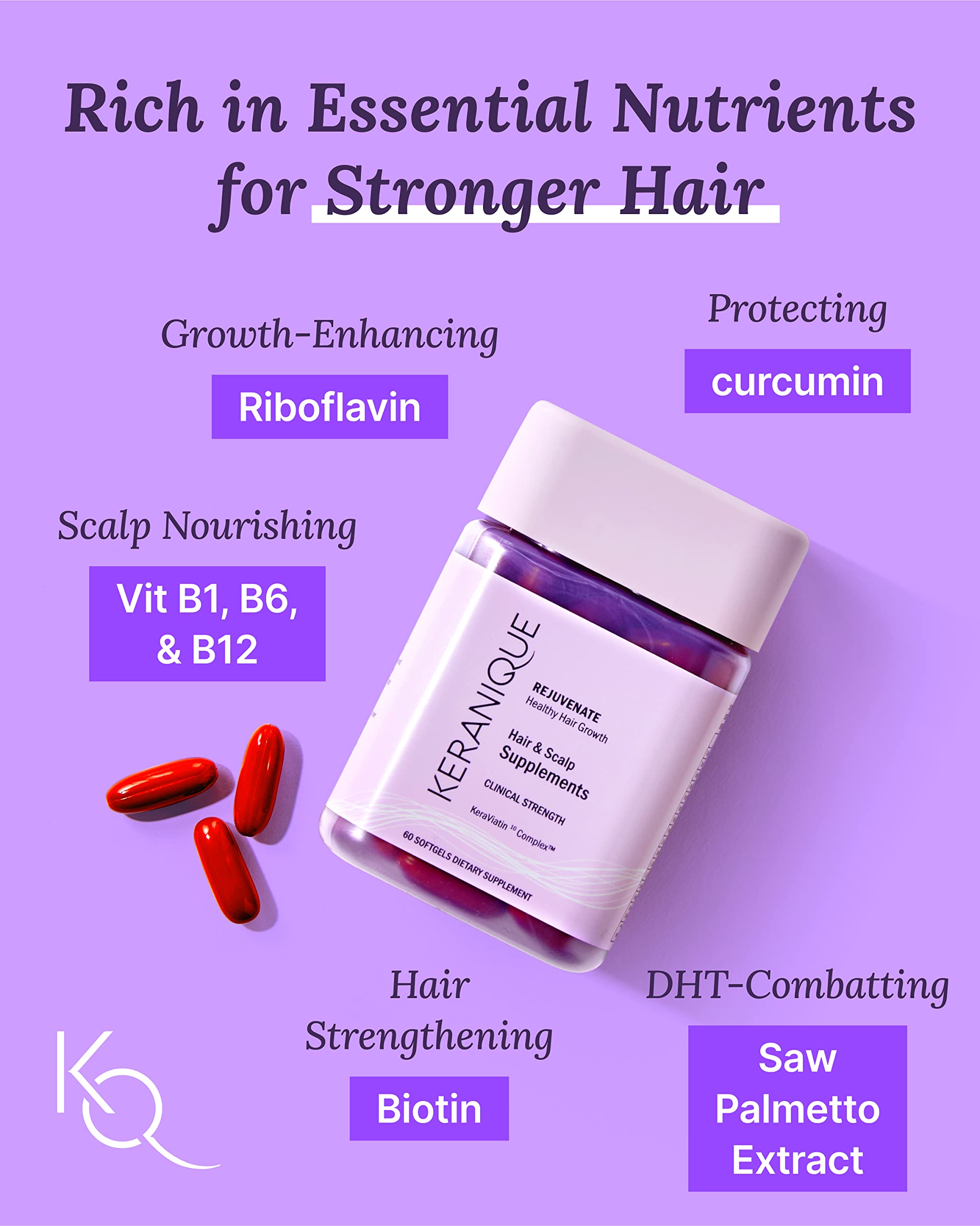 Keranique Hair & Scalp Supplements 240g capsules close-up