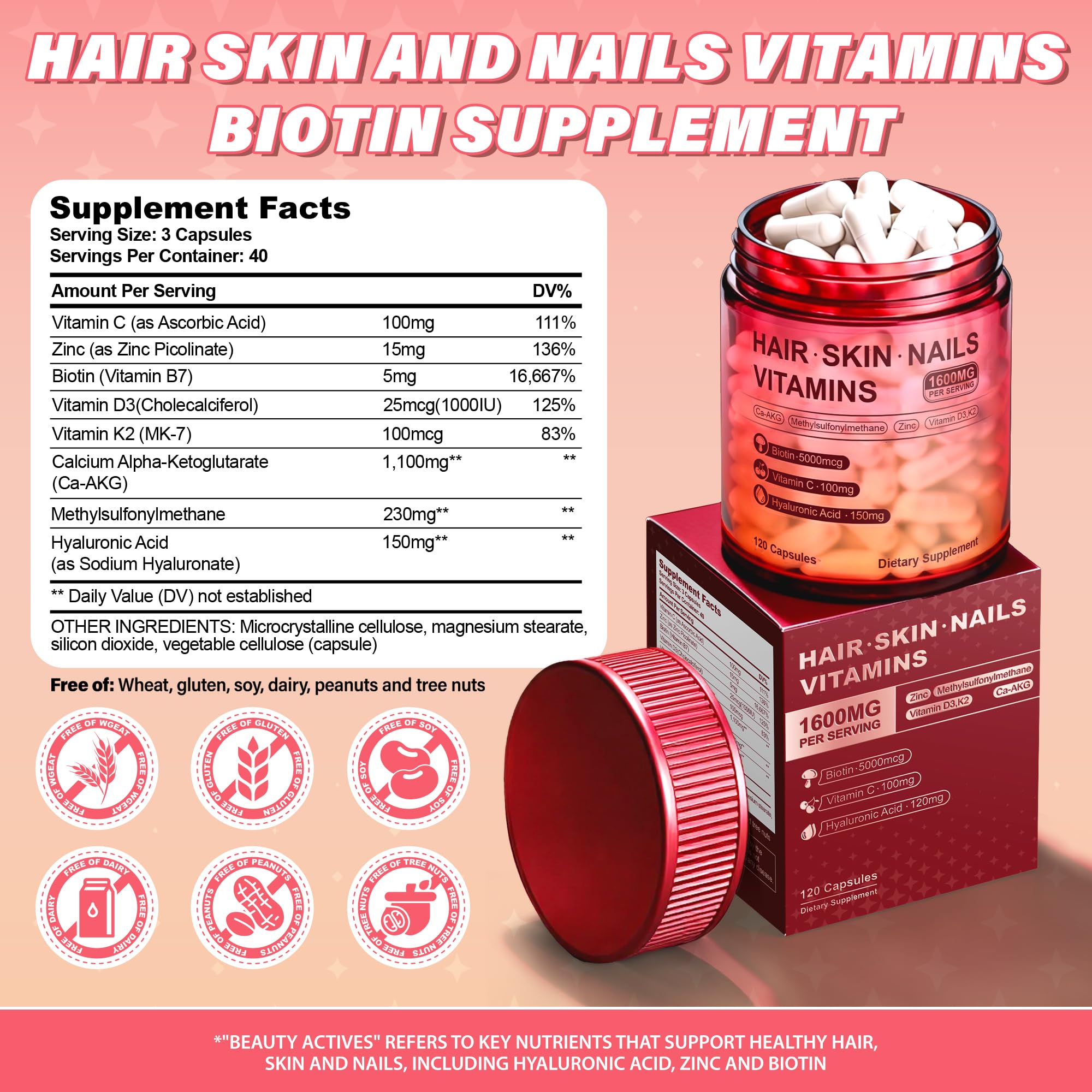 Kereeao Biotin Supplement capsules in hand