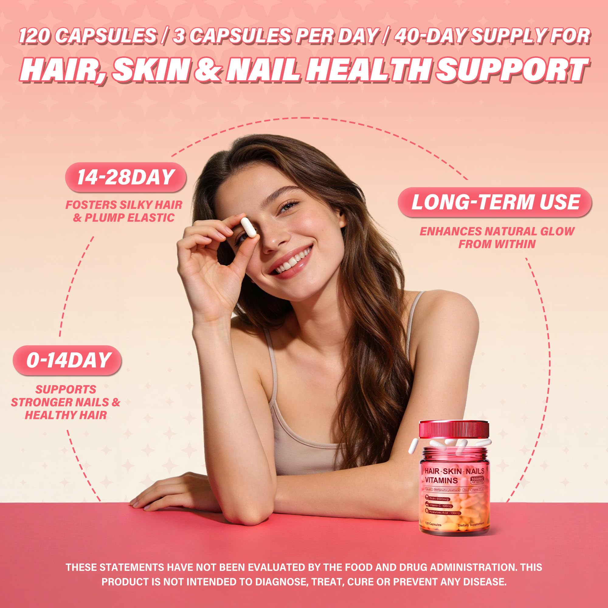 Kereeao Biotin Supplement displayed with other vitamins