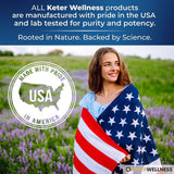Keter Wellness Mucuna Pruriens 700mg capsules on a wooden table