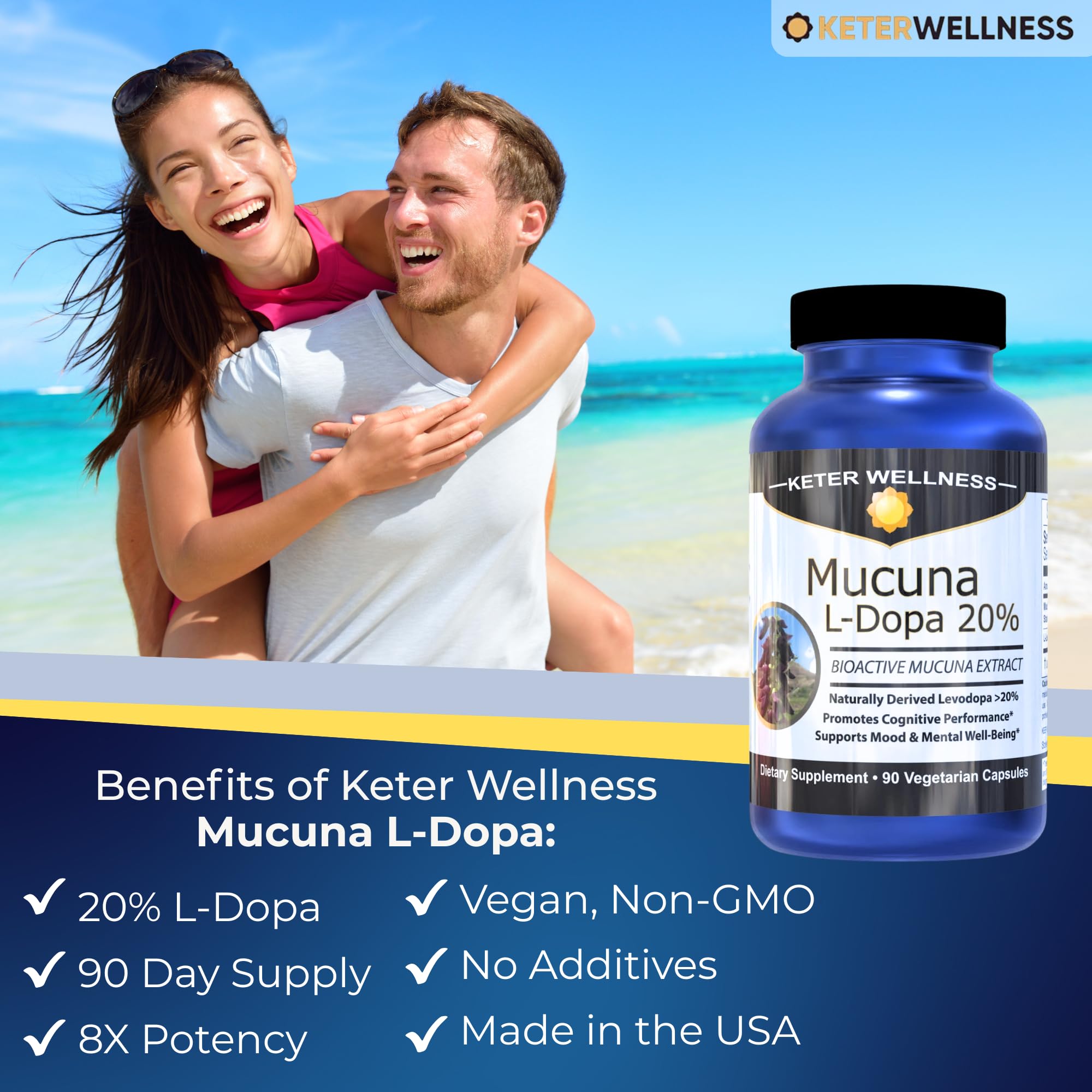 Keter Wellness Mucuna Pruriens 700mg capsules side view