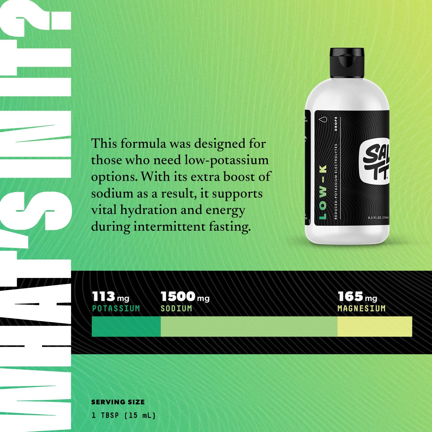 Keto Chow SALTT Low-K Fasting Drops bottle side view