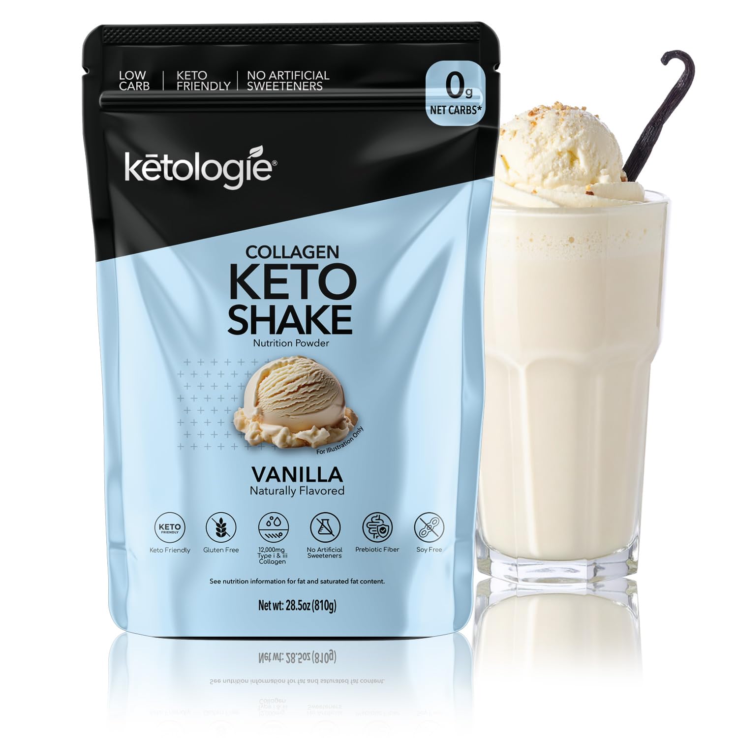 Ketologie Vanilla Keto Protein Shake front view