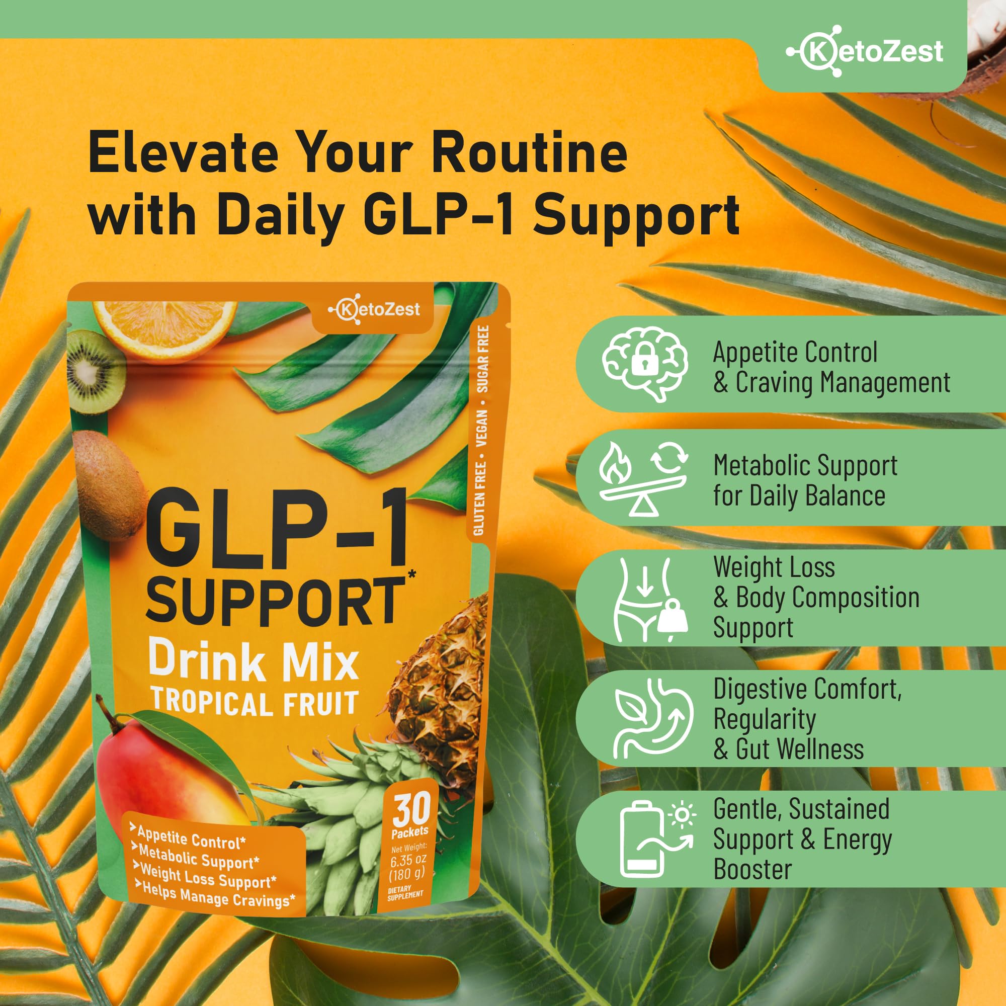KetoZest GLP-1 Support Drink Mix nutritional information