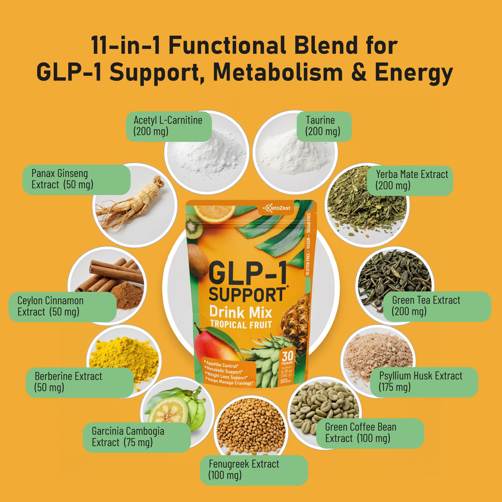 KetoZest GLP-1 Support Drink Mix packaging side view