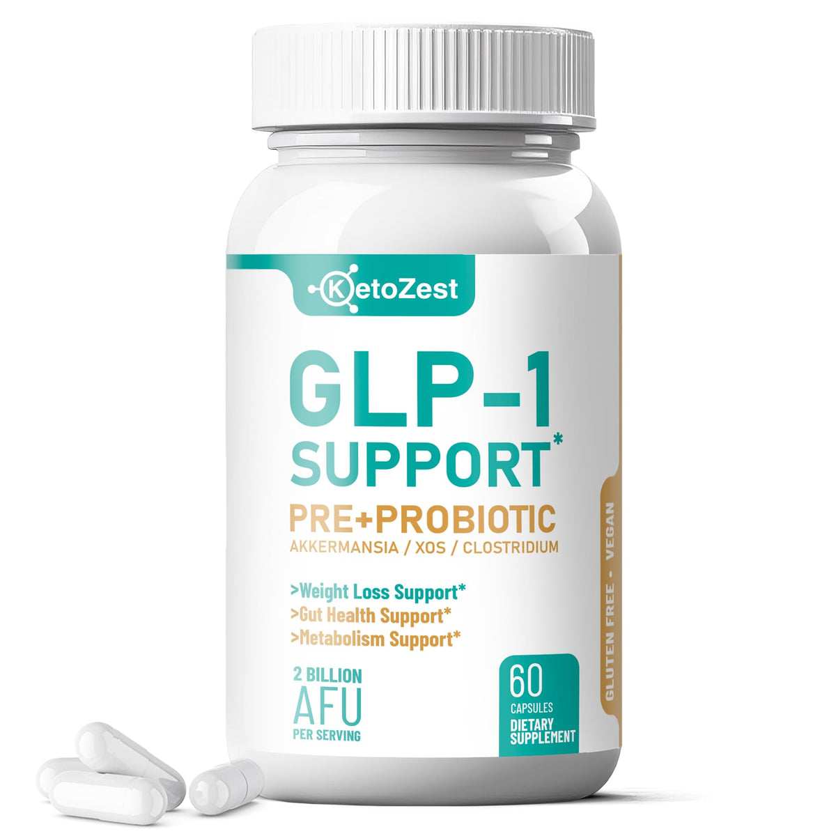 KetoZest GLP-1 Support Probiotic Supplement front view