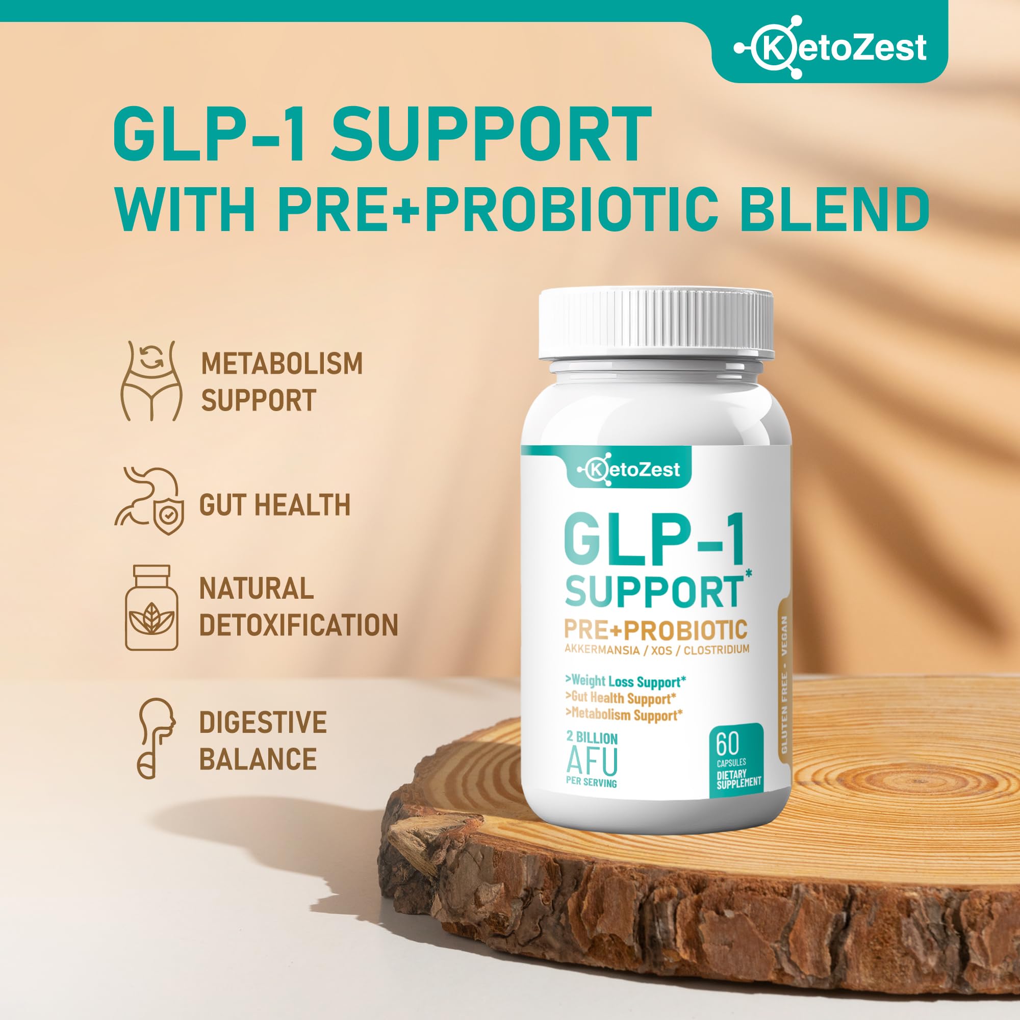 KetoZest GLP-1 Support Probiotic Supplement side view