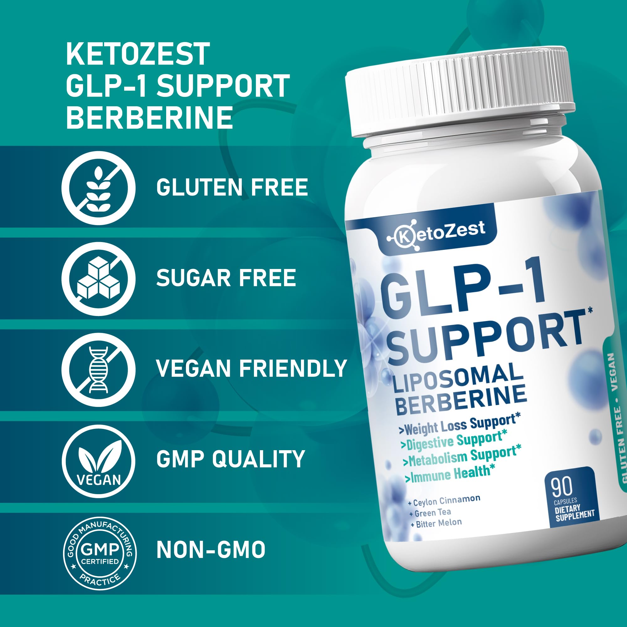 KetoZest GLP-1 Support supplement on a wooden table