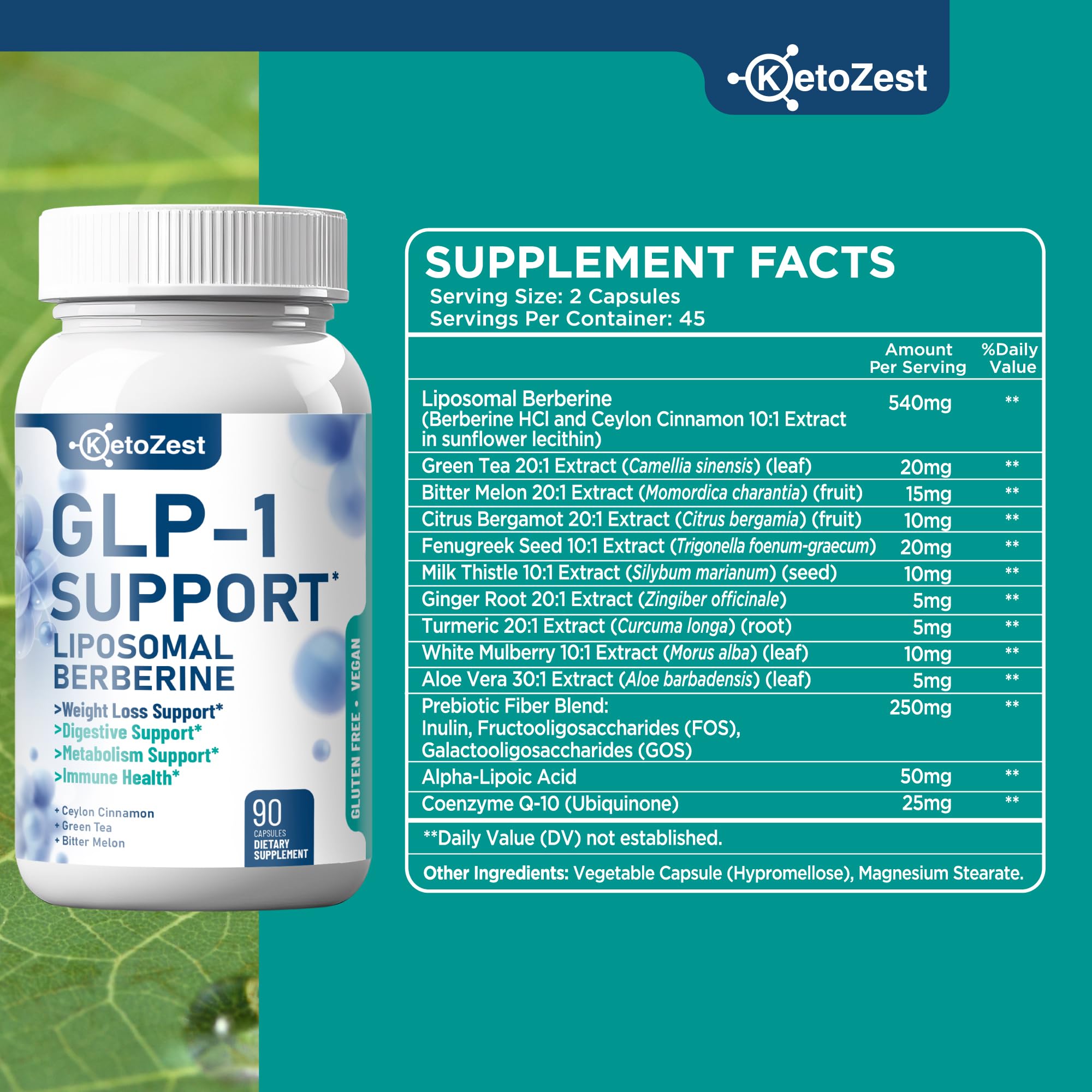 KetoZest GLP-1 Support supplement with fresh ingredients