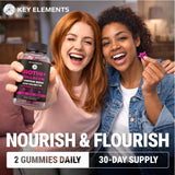 KEY ELEMENTS Biotin Gummies side view of the bottle
