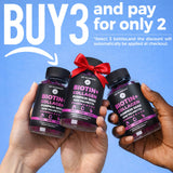KEY ELEMENTS Biotin Gummies with a measuring spoon