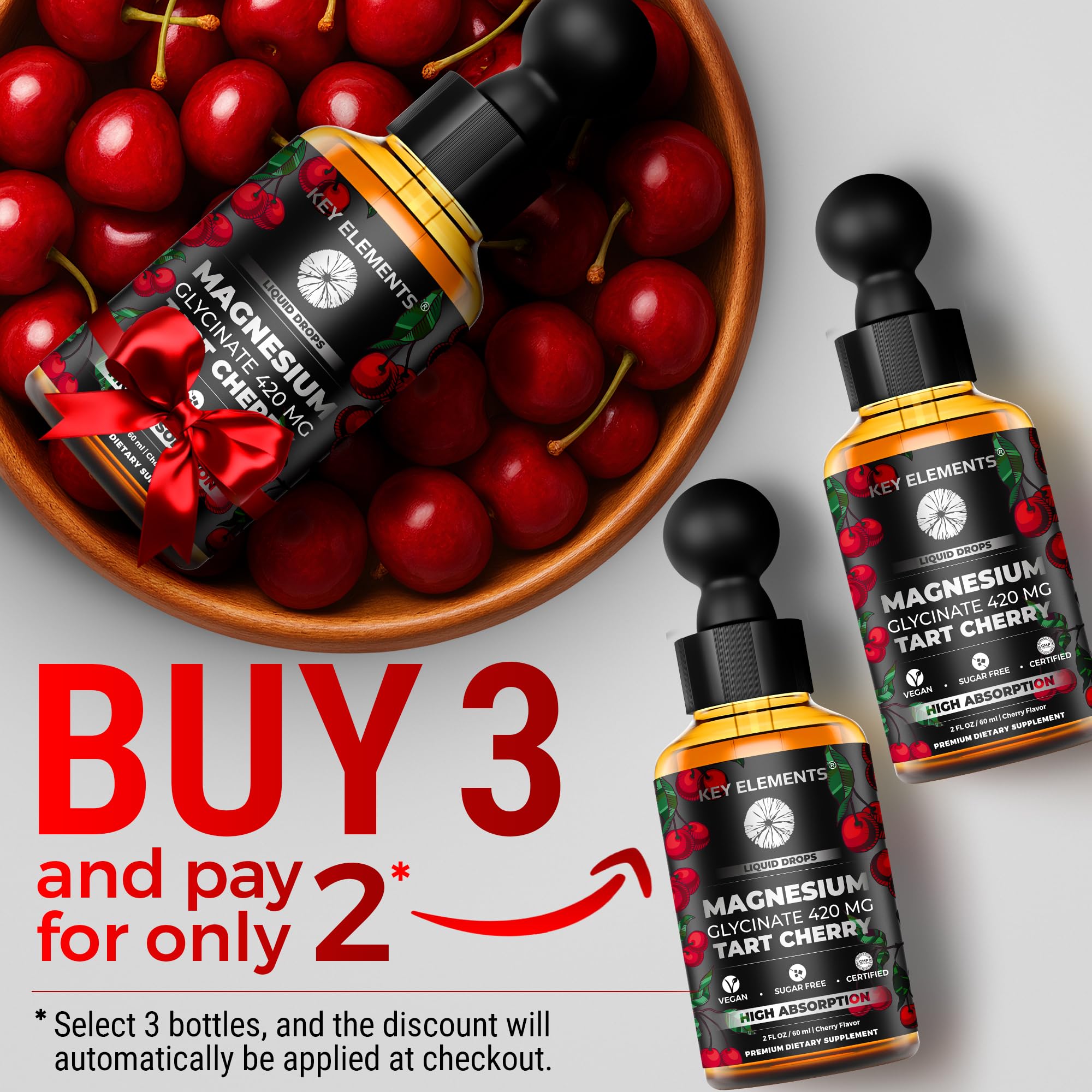 KEY ELEMENTS Liquid Magnesium Glycinate Drops packaging