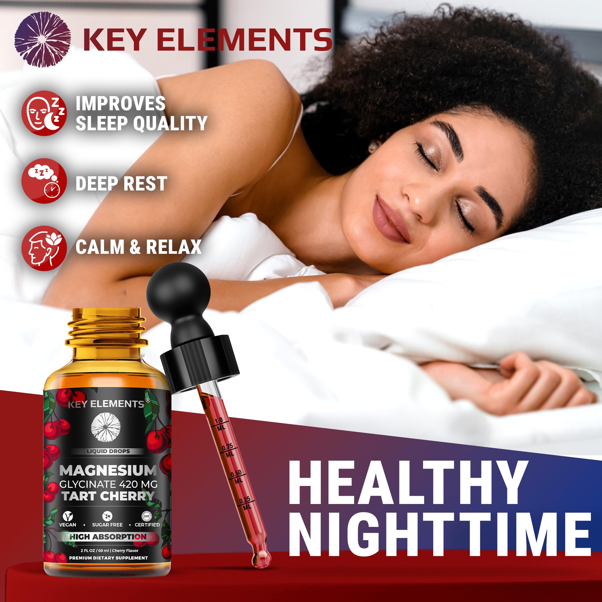 KEY ELEMENTS Liquid Magnesium Glycinate Drops side view