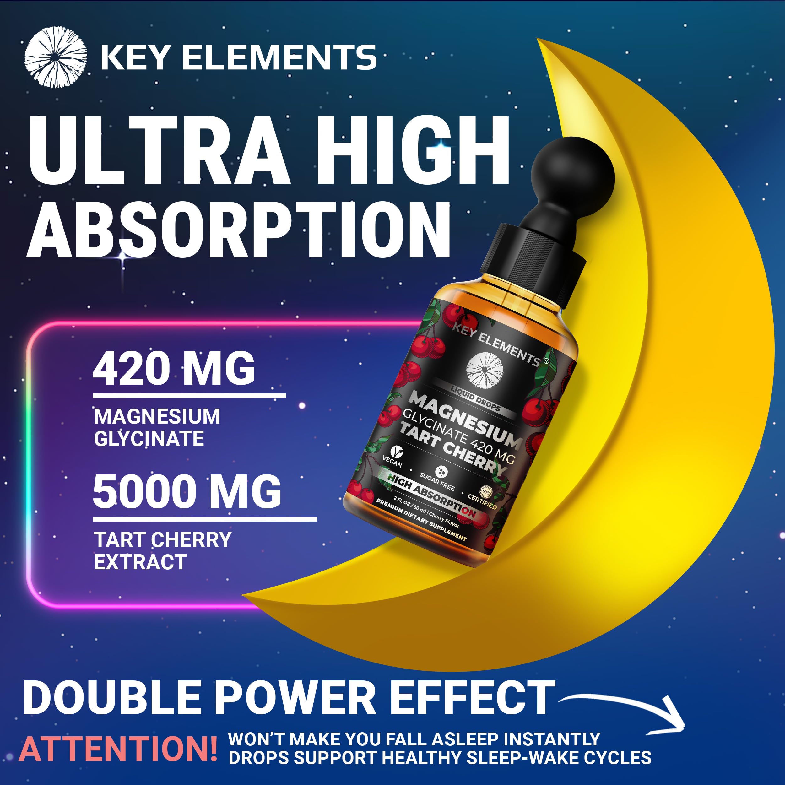 KEY ELEMENTS Liquid Magnesium Glycinate Drops with tart cherry extract