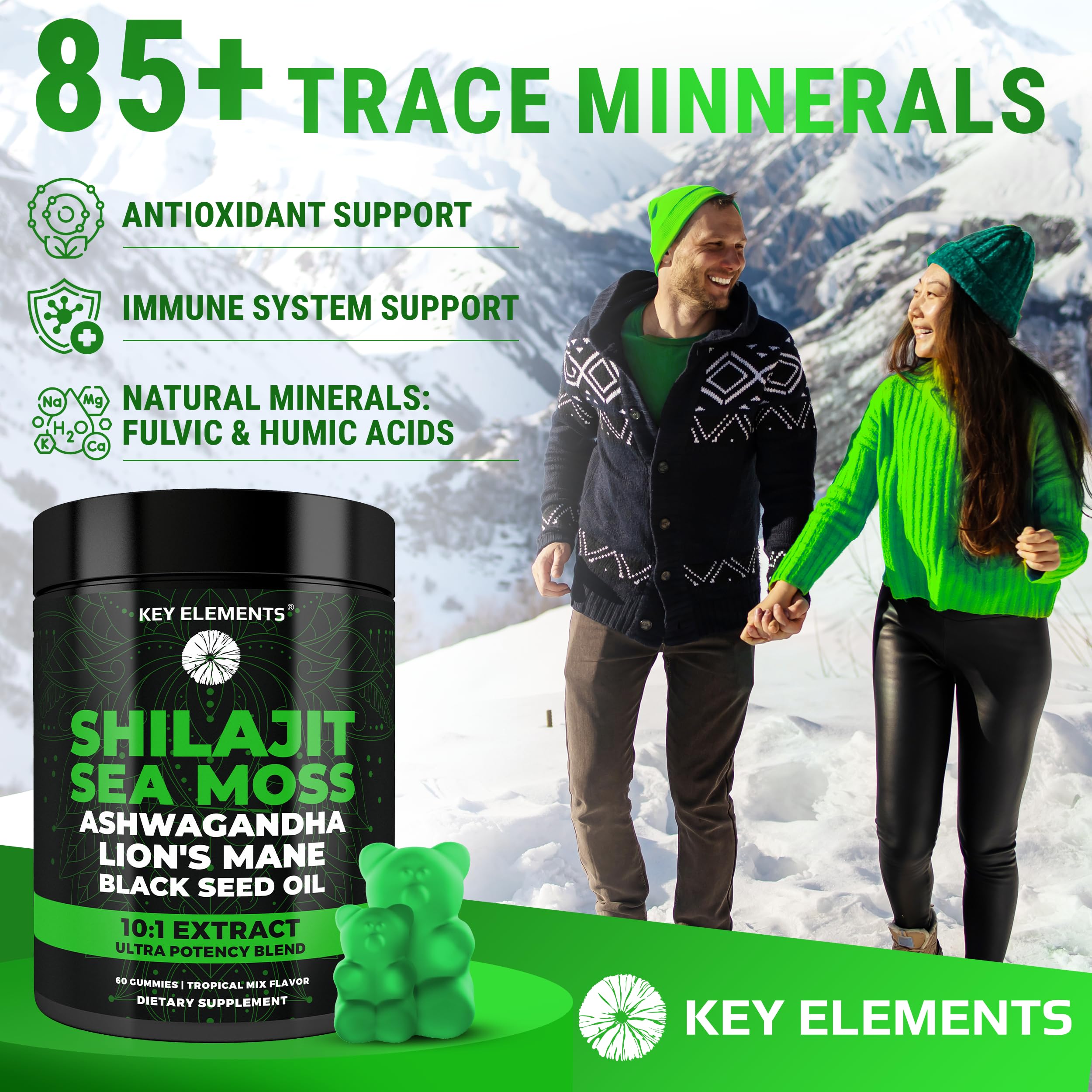 KEY ELEMENTS Shilajit gummies tropical mix flavour with fruit