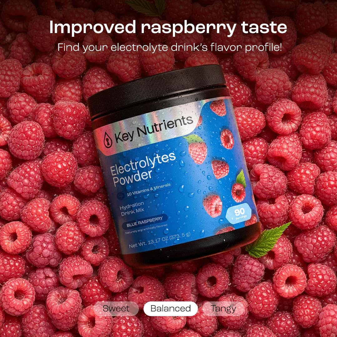 KEY NUTRIENTS Blue Raspberry Electrolyte Powder scoop