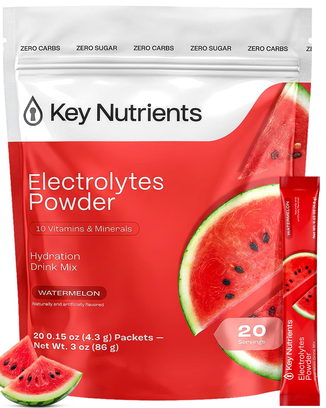 KEY NUTRIENTS Electrolytes Powder Packets box front view