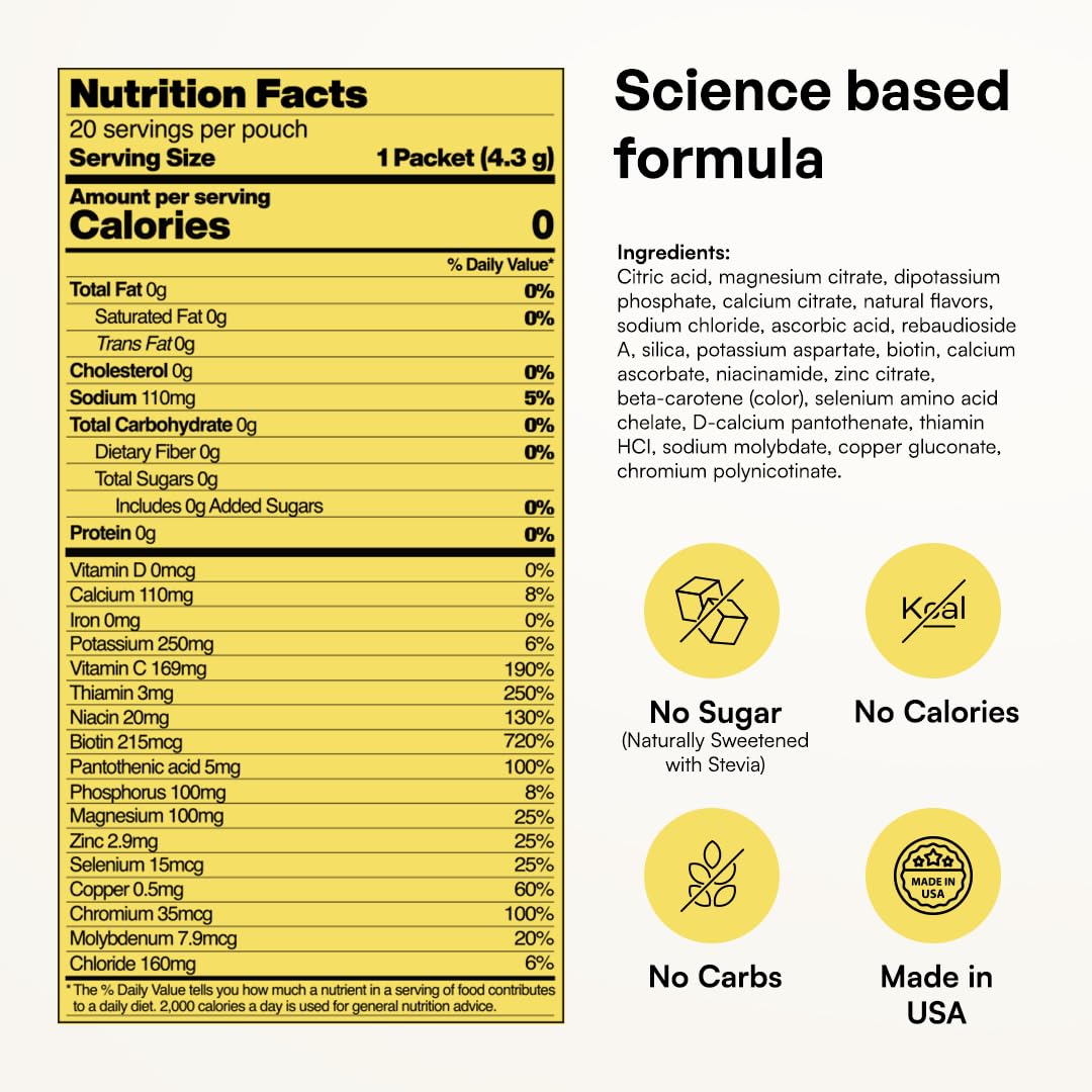 KEY NUTRIENTS Electrolytes Powder Packets single-serve packet