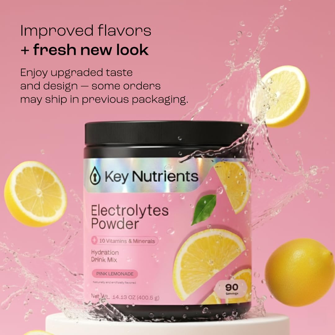 KEY NUTRIENTS Pink Lemonade Electrolyte Powder packaging