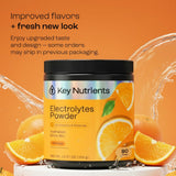 KEY NUTRIENTS Tangy Orange Electrolyte Powder packaging