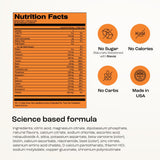KEY NUTRIENTS Tangy Orange Electrolyte Powder scoop in a glass