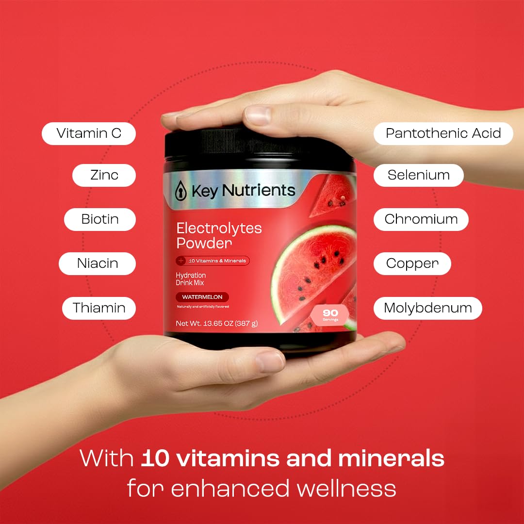 KEY NUTRIENTS Watermelon Electrolyte Powder nutritional information on packaging