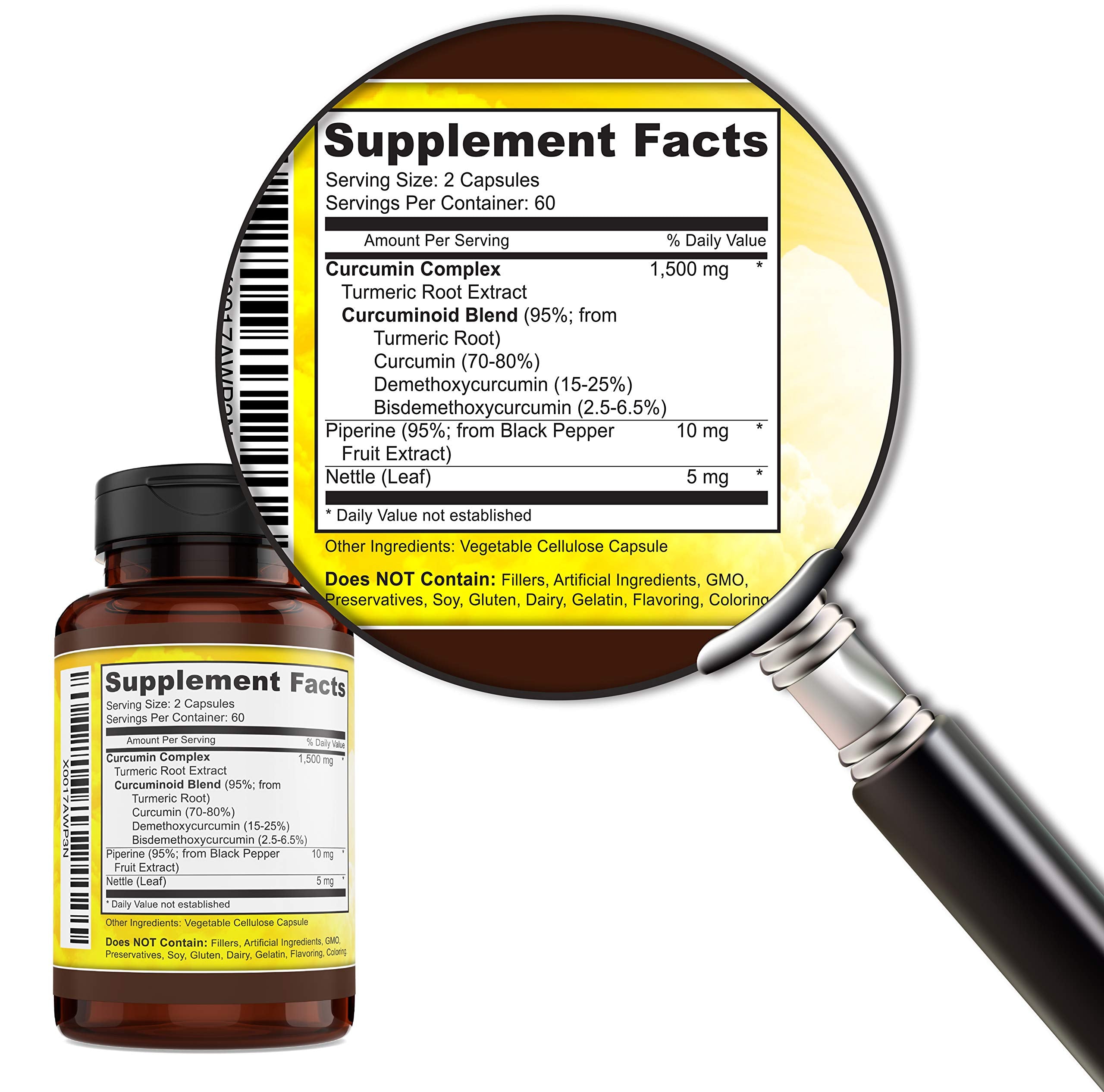 Key Nutrition Turmeric Curcumin Complex 750mg side view showing label
