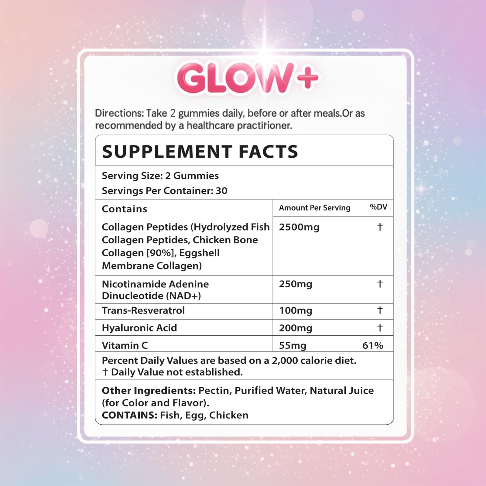 KFASJON Collagen Gummies side view showing nutritional information