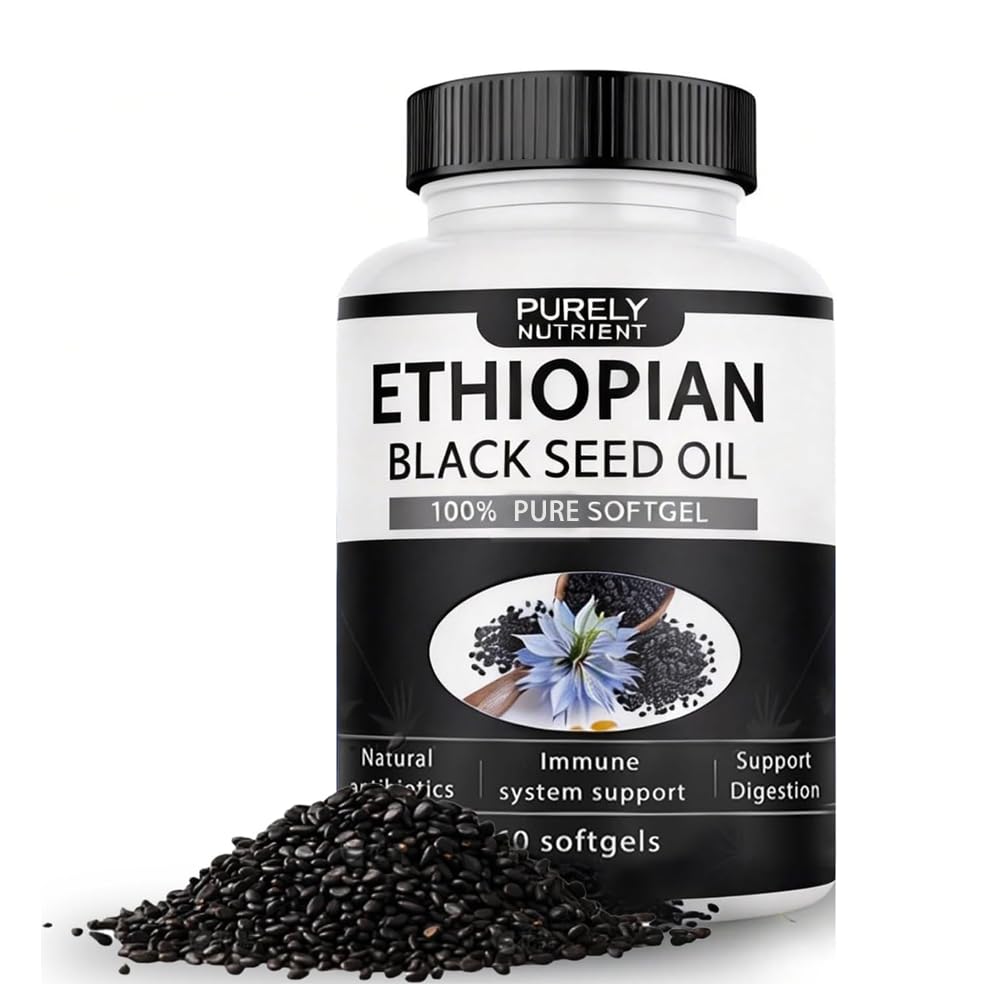 Khmiole Ethiopian Black Seed Oil Softgels front view with packaging