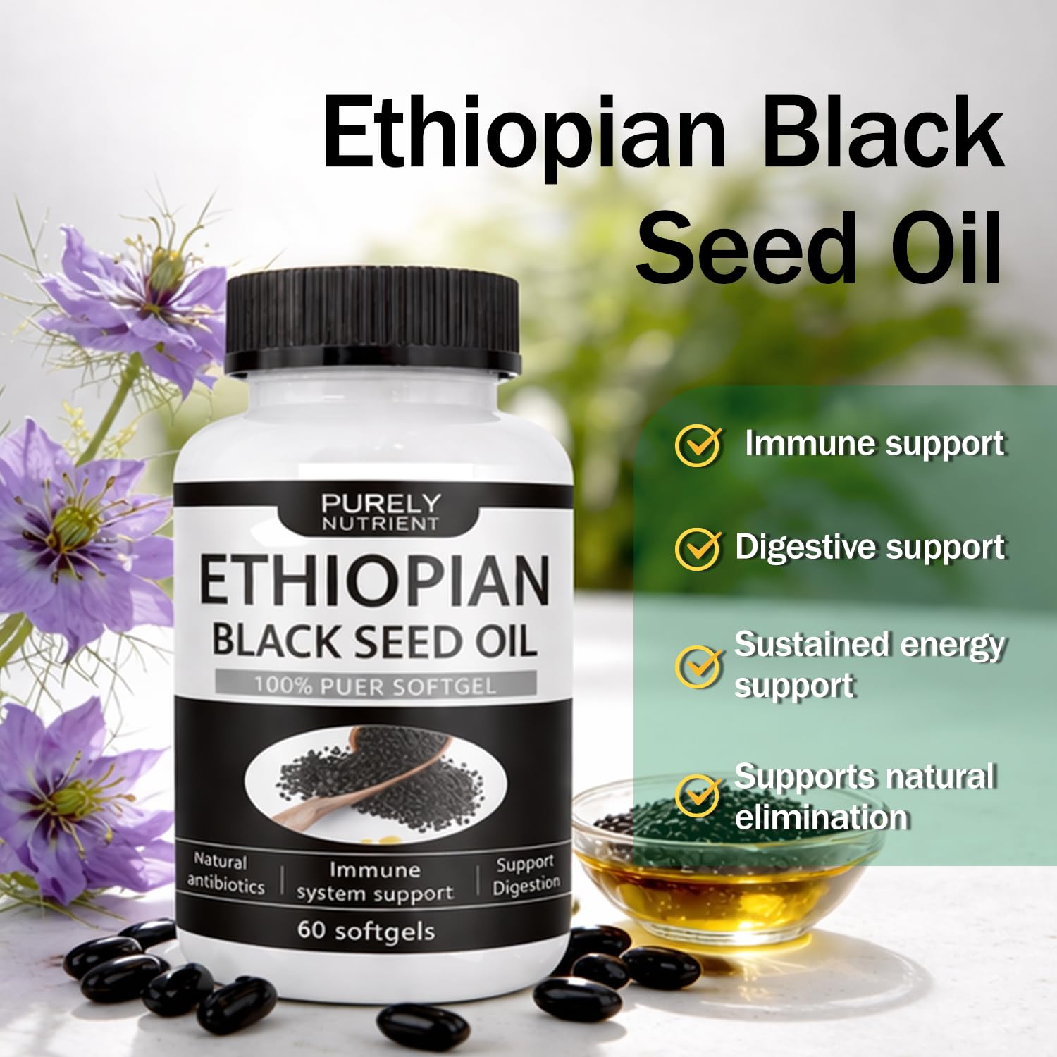 Khmiole Ethiopian Black Seed Oil Softgels lifestyle scene
