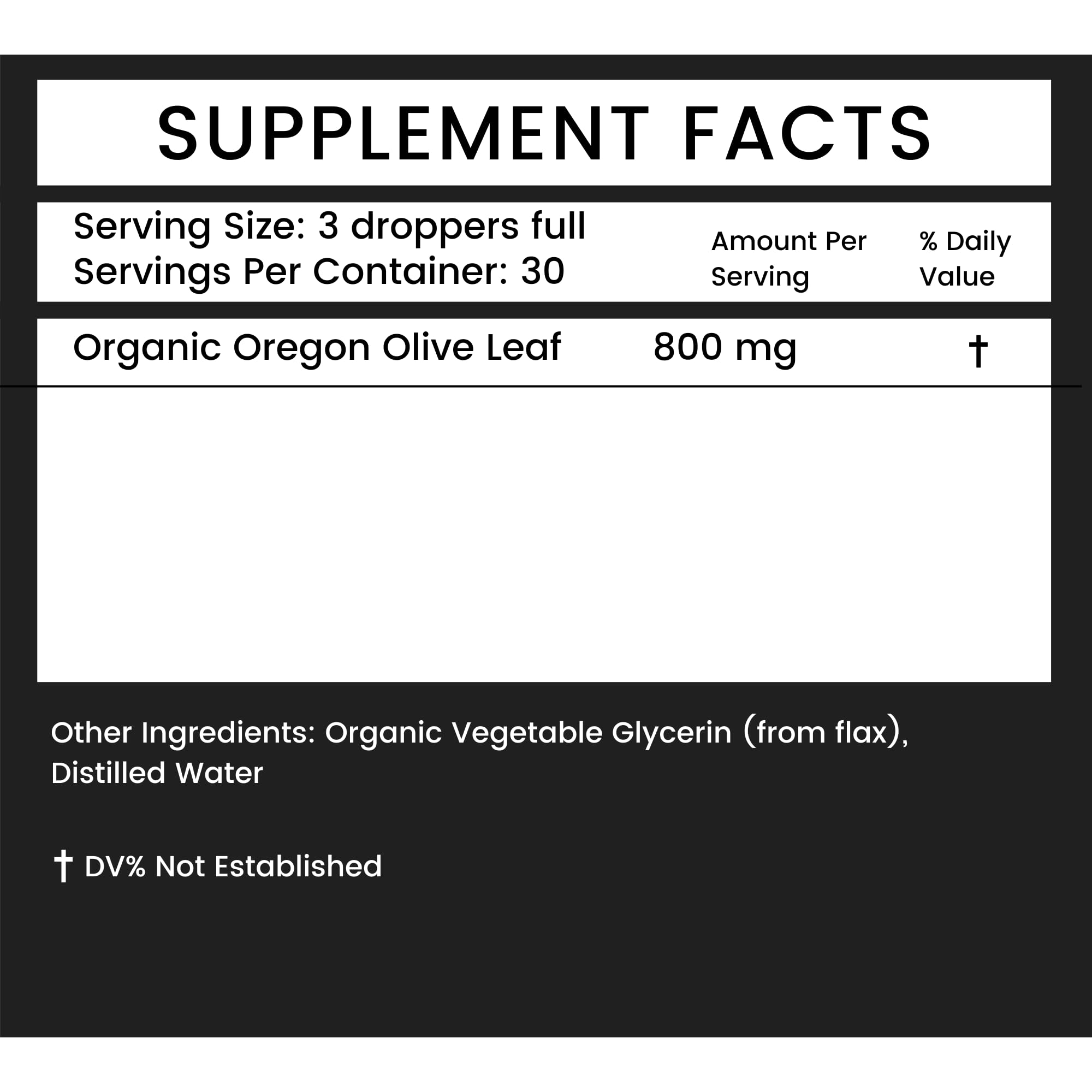 Khroma Olive Leaf Extract ingredients list on packaging