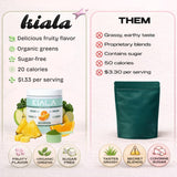 Kiala Nutrition Super Greens Miami Vice canister with fruits