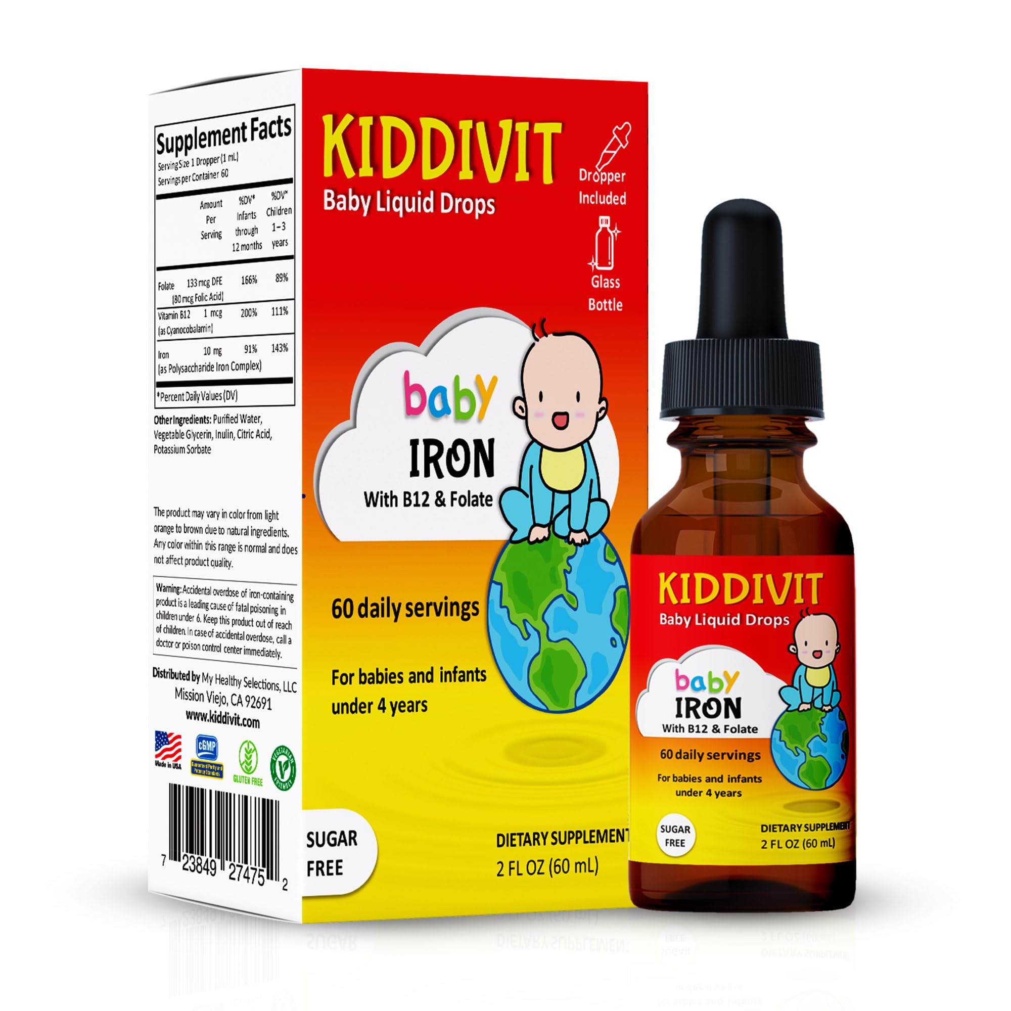Kiddivit Iron Drops 2oz bottle front view