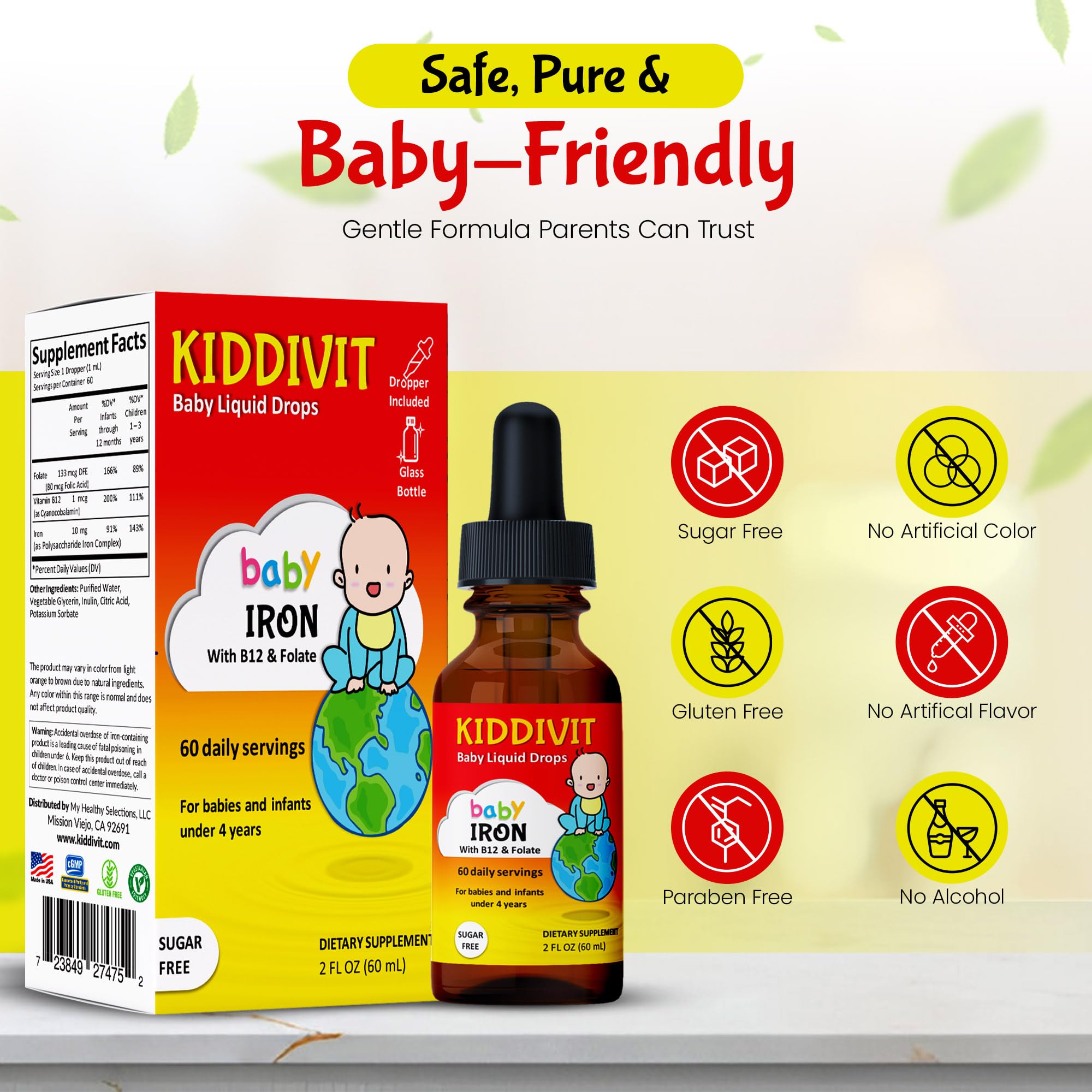 Kiddivit Iron Drops bottle with measuring dropper