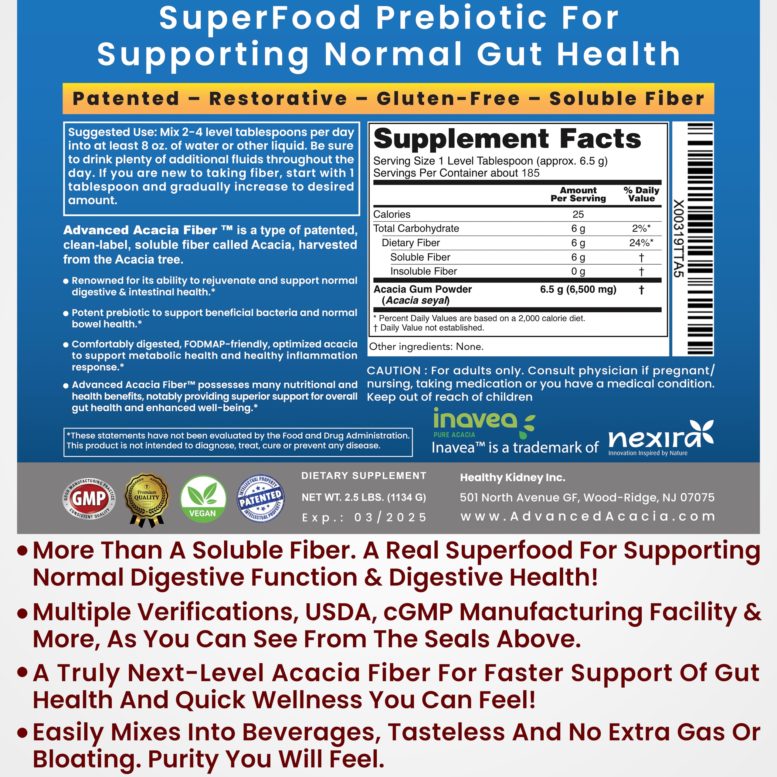 Kidney Restore Advanced Acacia Fibre Supplement 16oz serving suggestion