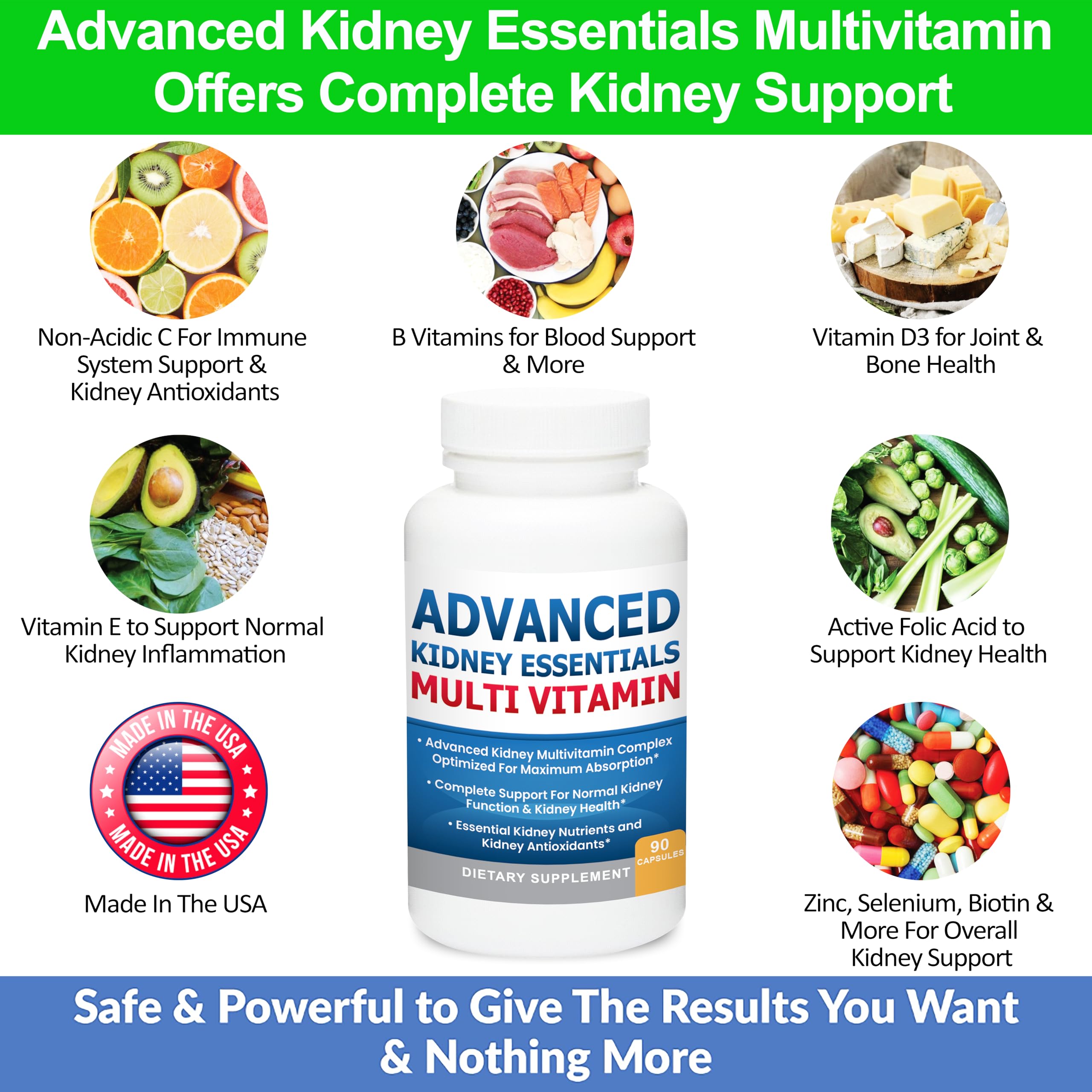Kidney Restore Advanced Kidney Essentials Multivitamin bottle side view